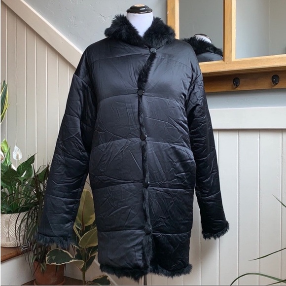 Ralph Lauren Black Label Shearling Lined Silk Parka in Black - Picture 5 of 16